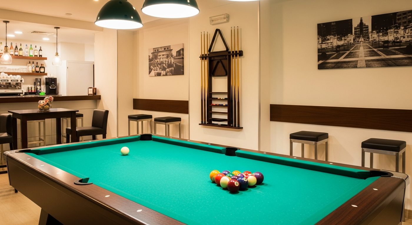 Mesa de billar en un local de hostelería