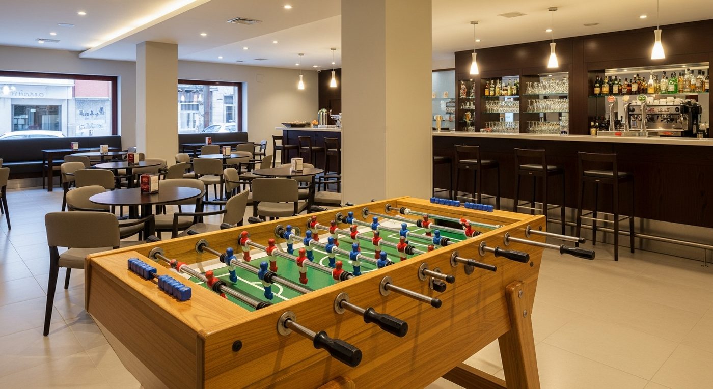 Futbolín instalado en una cafetería